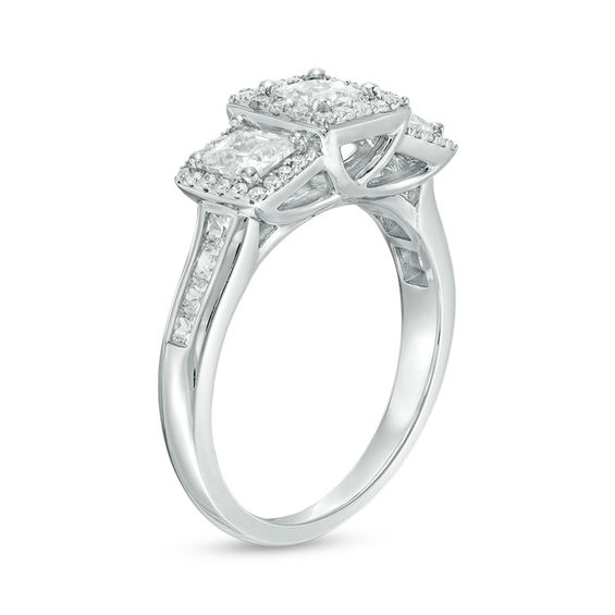 1.45 CT. T.W. Princess-Cut Diamond Past Present Future® Frame Engagement Ring in 14K White Gold