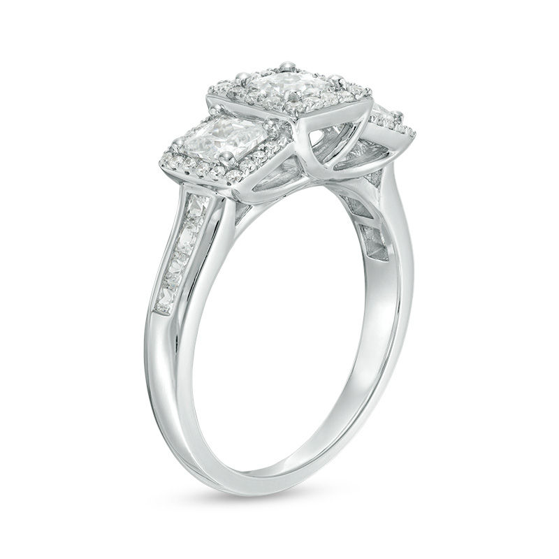 1.45 CT. T.W. Princess-Cut Diamond Past Present Future® Frame Engagement Ring in 14K White Gold|Peoples Jewellers