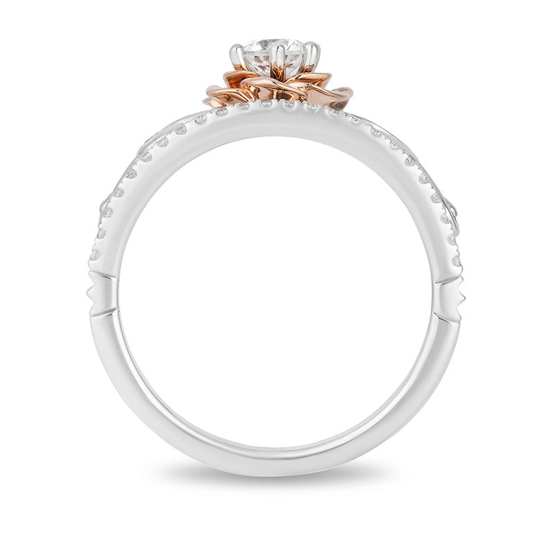 Enchanted Disney Belle 0.50 CT. T.W. Diamond Rose Tiara Engagement Ring in 14K Two-Tone Gold