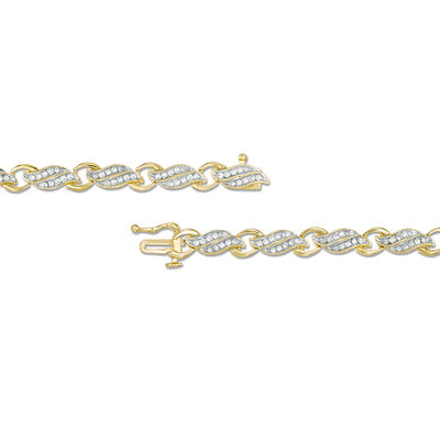 1.00 CT. T.W. Diamond Flame Link Bracelet in 10K Gold - 7.25"