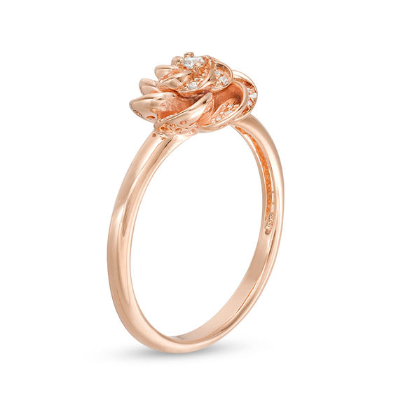 0.10 CT. T.W. Diamond Double Flower Ring in 10K Rose Gold