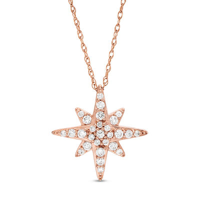 0.20 CT. T.W. Diamond Starburst Star Pendant in 10K Rose Gold