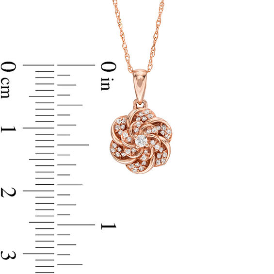 0.10 CT. T.W. Diamond Flower Pendant in 10K Rose Gold