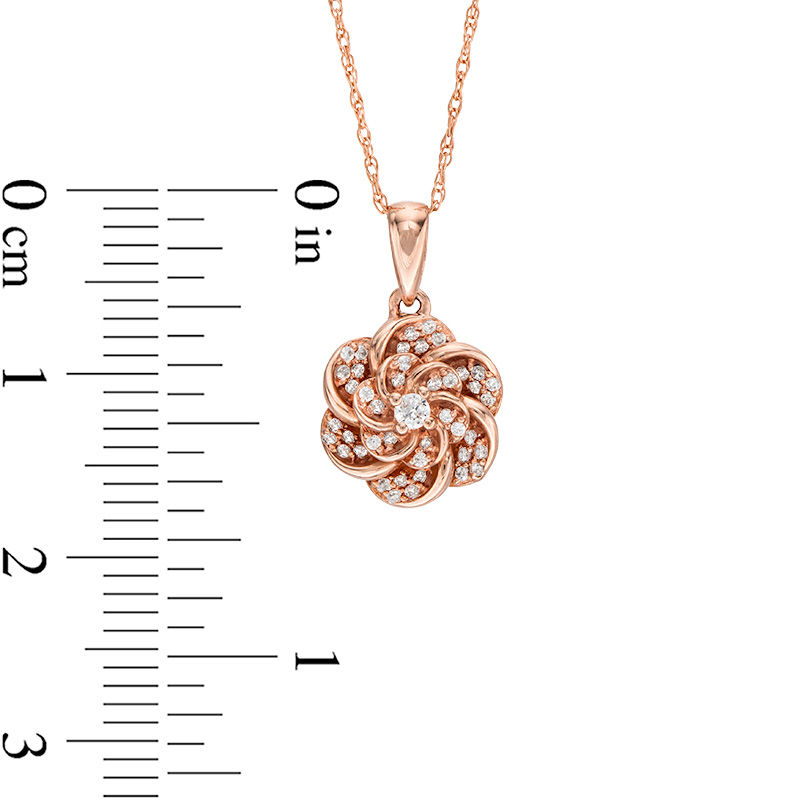 0.10 CT. T.W. Diamond Flower Pendant in 10K Rose Gold|Peoples Jewellers