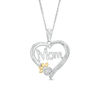 Thumbnail Image 0 of Diamond Accent "Mom" Heart Dog Paw Print Pendant in Sterling Silver and 10K Gold