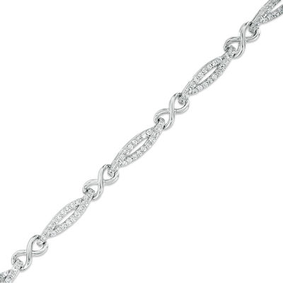 1.01 CT. T.W. Diamond Infinity Station Bracelet in 10K White Gold