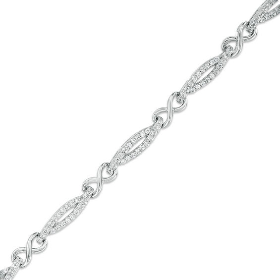 1.01 CT. T.W. Diamond Infinity Station Bracelet in 10K White Gold