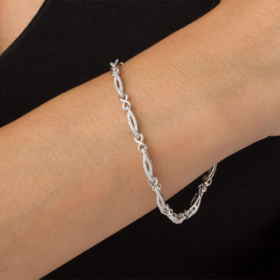 1.01 CT. T.W. Diamond Infinity Station Bracelet in 10K White Gold