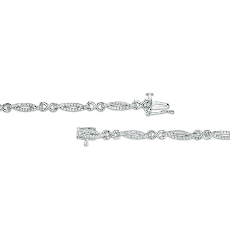 1.01 CT. T.W. Diamond Infinity Station Bracelet in 10K White Gold|Peoples Jewellers