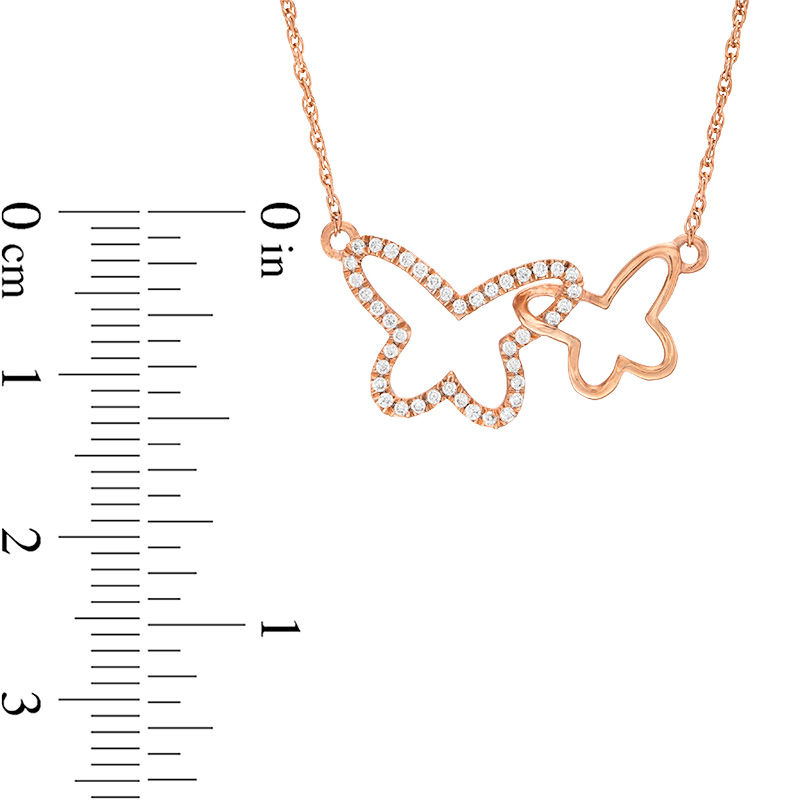 0.15 CT. T.W. Diamond Interlocking Butterfly Necklace in 10K Rose Gold|Peoples Jewellers