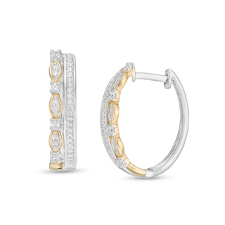 0.33 CT. T.W. Diamond Double Row Hoop Earrings in 10K Two-Tone Gold