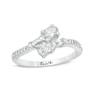 Ever Us™ 0.63 CT. T.W. Two-Stone Oval Diamond Bypass Ring in 14K White Gold