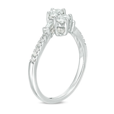 Ever Us™ 0.63 CT. T.W. Two-Stone Oval Diamond Bypass Ring in 14K White Gold