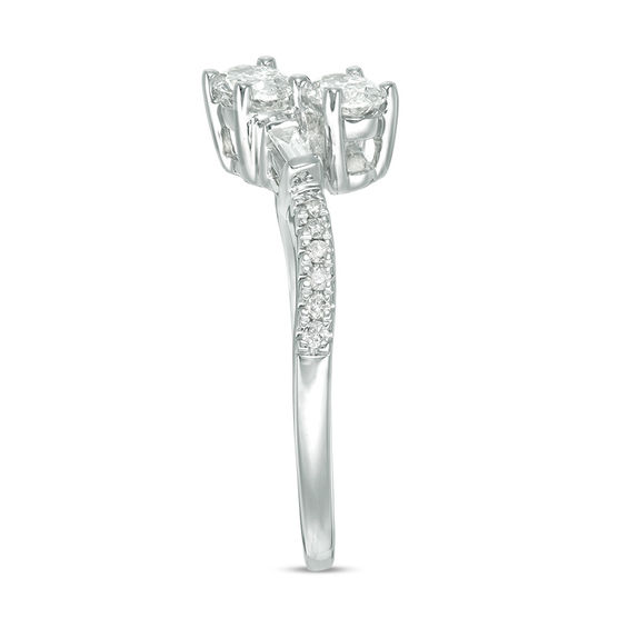 Ever Us™ 0.63 CT. T.W. Two-Stone Oval Diamond Bypass Ring in 14K White Gold