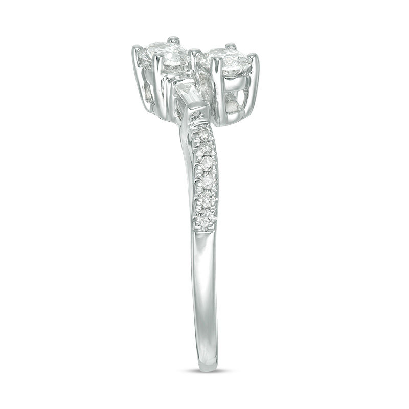 Ever Us™ 0.63 CT. T.W. Two-Stone Oval Diamond Bypass Ring in 14K White Gold|Peoples Jewellers