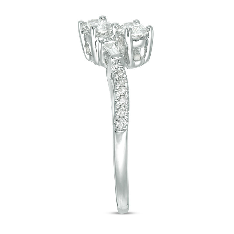 Ever Us™ 0.63 CT. T.W. Two-Stone Oval Diamond Bypass Ring in 14K White Gold