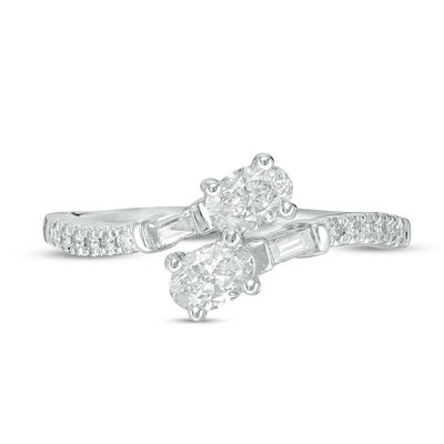 Ever Us™ 0.63 CT. T.W. Two-Stone Oval Diamond Bypass Ring in 14K White Gold