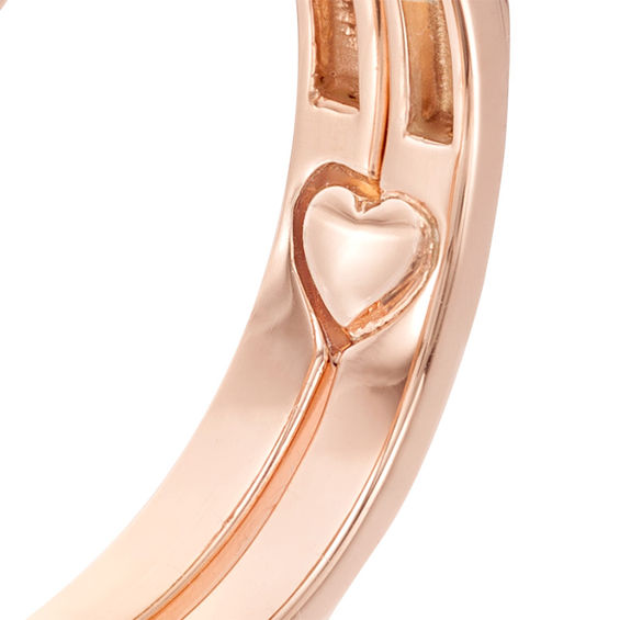 Perfect Fit 0.50 CT. T.W. Baguette and Round Diamond Frame Interlocking Bridal Set in 14K Rose Gold