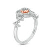 0.115 CT. T.W. Diamond "MOM" Heartbeat in Heart Ring in Sterling Silver with 10K Rose Gold Plate