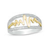 0.087 CT. T.W. Diamond Heartbeat Split Shank Ring in Sterling Silver and 10K Gold