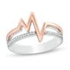 0.067 CT. T.W. Diamond Heartbeat Stacked Ring in Sterling Silver with 14K Rose Gold Plate