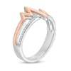 0.067 CT. T.W. Diamond Heartbeat Stacked Ring in Sterling Silver with 14K Rose Gold Plate