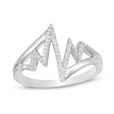 0.145 CT. T.W. Diamond Bypass Heartbeat Ring in Sterling Silver