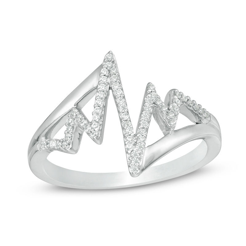 0.145 CT. T.W. Diamond Bypass Heartbeat Ring in Sterling Silver|Peoples Jewellers