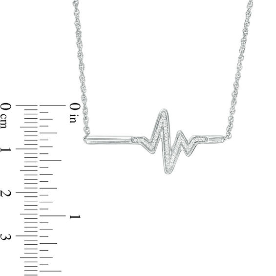 0.088 CT. T.W. Diamond Heartbeat Bar Necklace in Sterling Silver - 16.7"