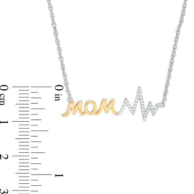 0.087 CT. T.W. Diamond "MOM" Heartbeat Necklace in Sterling Silver and 10K Gold - 16.85"