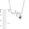 Black Diamond Accent Heartbeat and Paw Print Dangle Necklace in Sterling Silver - 17.25"