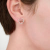 Thumbnail Image 1 of 0.18 CT. T.W. Diamond Heartbeat in Heart Stud Earrings in Sterling Silver and 10K Rose Gold