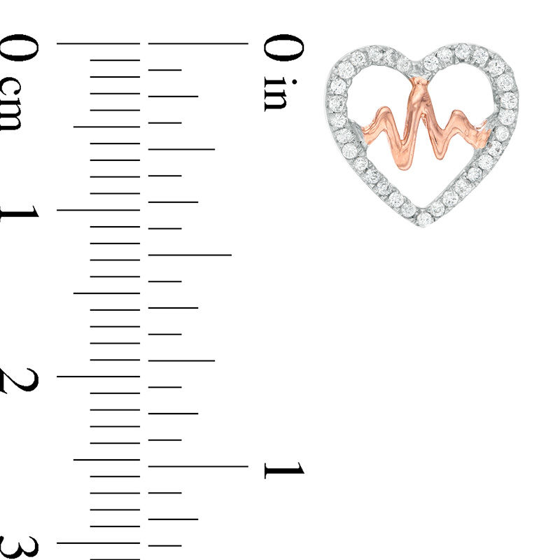 0.18 CT. T.W. Diamond Heartbeat in Heart Stud Earrings in Sterling Silver and 10K Rose Gold|Peoples Jewellers