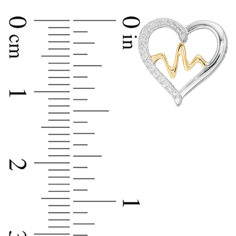 0.065 CT. T.W. Diamond Heartbeat in Heart Stud Earrings in Sterling Silver and 10K Gold|Peoples Jewellers