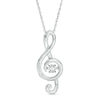 Unstoppable Love™ Diamond Accent Solitaire Treble Clef Pendant in Sterling Silver