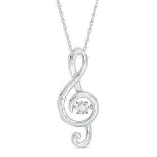 Unstoppable Love™ Diamond Accent Solitaire Treble Clef Pendant in Sterling Silver