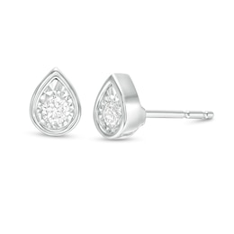 0.10 CT. T.W.  Diamond Solitaire Pear-Shaped Stud Earrings in 10K White Gold