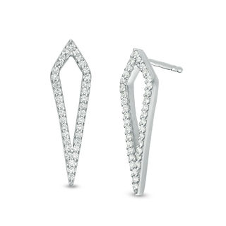 Lab-Created White Sapphire Open Geometric Drop Earrings in Sterling Silver