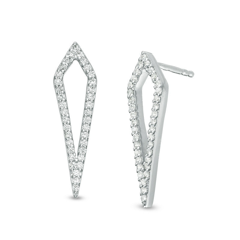 Lab-Created White Sapphire Open Geometric Drop Earrings in Sterling Silver