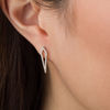 Thumbnail Image 1 of Lab-Created White Sapphire Open Geometric Drop Earrings in Sterling Silver