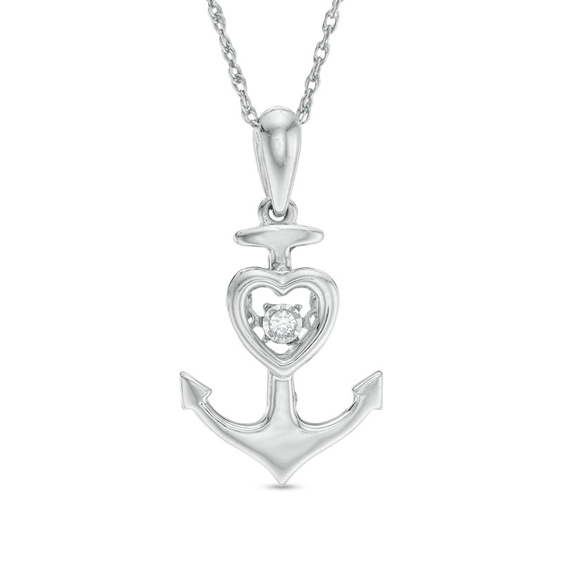Unstoppable Love™ Diamond Accent Solitaire Heart-Top Anchor Pendant in Sterling Silver|Peoples Jewellers