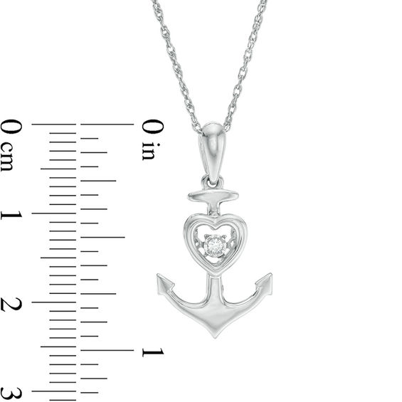 Unstoppable Love™ Diamond Accent Solitaire Heart-Top Anchor Pendant in Sterling Silver