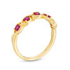 Thumbnail Image 1 of Lab-Created Ruby Five Stone Wavy Ribbon Ring in 10K Gold