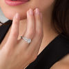 Thumbnail Image 2 of 5.2mm Lab-Created White Sapphire Frame Triple Row Vintage-Style Ring in Sterling Silver