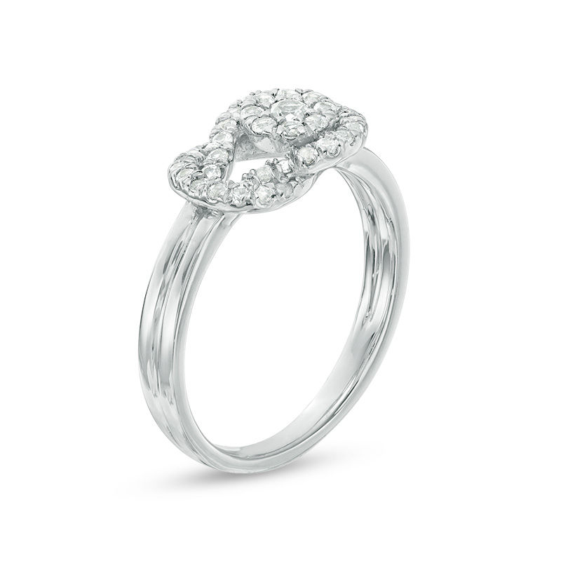 Lab-Created White Sapphire Composite Loop Knot Double Row Ring in Sterling Silver|Peoples Jewellers