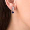 Thumbnail Image 1 of Pear-Shaped Lab-Created Blue and Marquise White Sapphire Leaf Drop Earrings in 10K White Gold