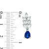 Thumbnail Image 2 of Pear-Shaped Lab-Created Blue and Marquise White Sapphire Leaf Drop Earrings in 10K White Gold