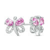 Thumbnail Image 0 of Pear-Shaped Lab-Created Pink and White Sapphire Butterfly Stud Earrings in Sterling Silver