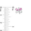 Thumbnail Image 2 of Pear-Shaped Lab-Created Pink and White Sapphire Butterfly Stud Earrings in Sterling Silver