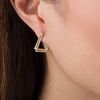 Thumbnail Image 1 of Lab-Created White Sapphire Double Triangle Hoop Earrings in 10K Gold